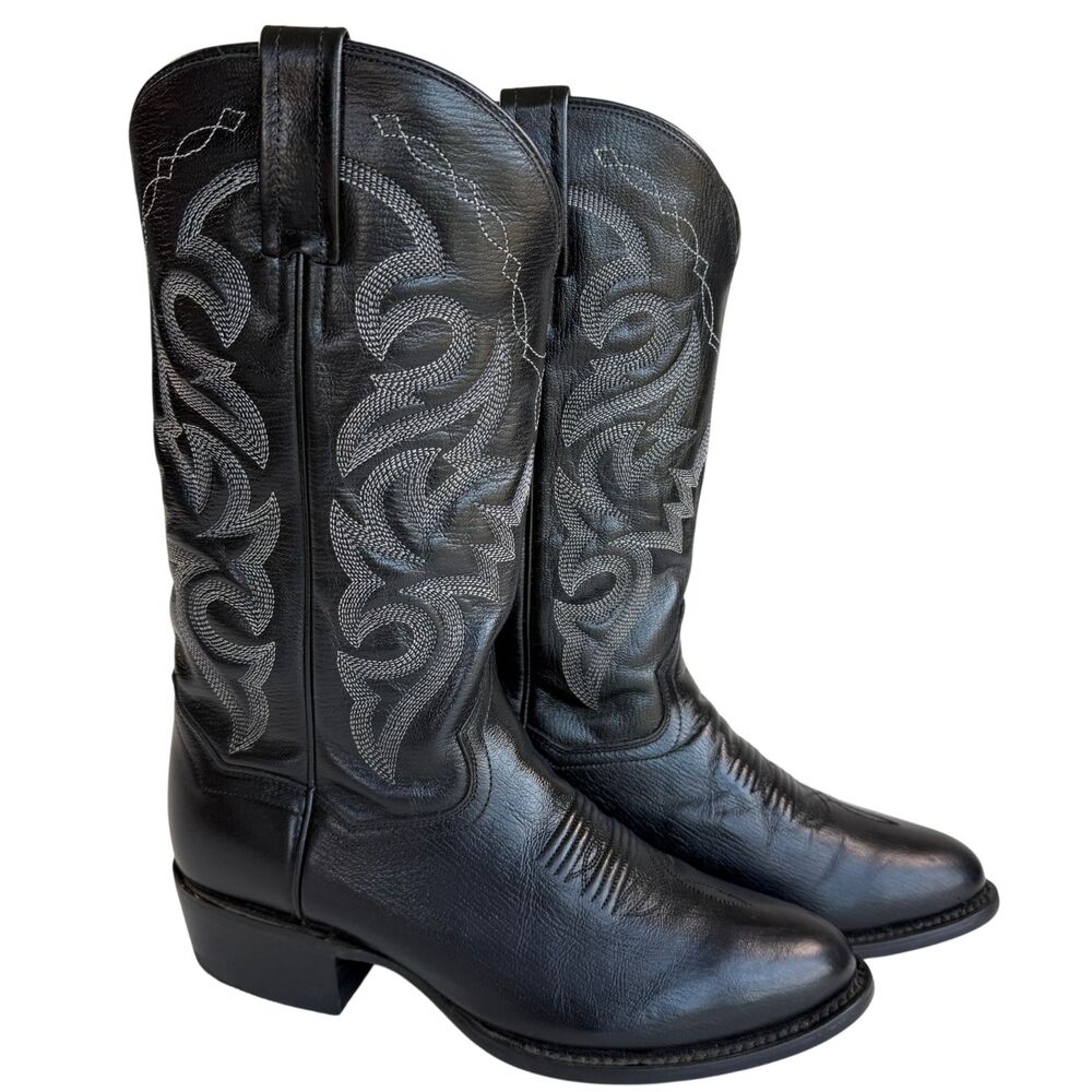 Dan Post Western Boots Milwaukee Leather Round Toe Black DP2110R Men's Size 8.5D